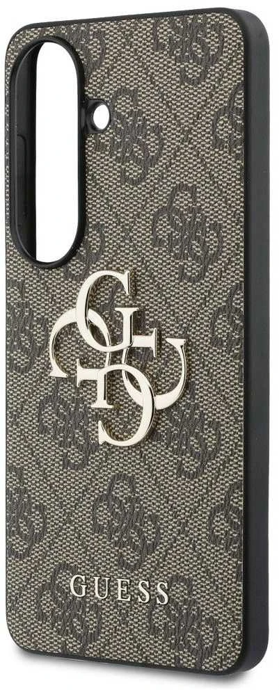 Guess PU 4G Metal Logo dėklas skirtas Samsung Galaxy S26+ rudos spalvos