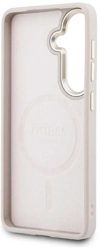 Guess PU Leather 4G Gold Frame Magnetic dėklas skirtas Samsung Galaxy S26+ rožinės spalvos