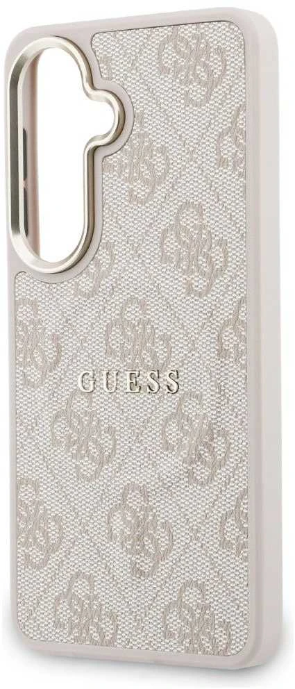 Guess PU Leather 4G Gold Frame Magnetic dėklas skirtas Samsung Galaxy S26+ rožinės spalvos
