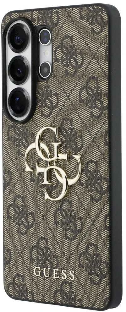 Guess PU 4G Metal Logo dėklas skirtas Samsung Galaxy S26 Ultra rudos spalvos