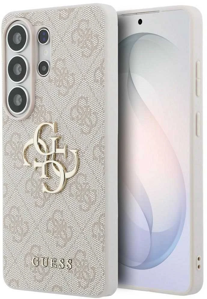 Guess PU 4G Metal Logo dėklas skirtas Samsung Galaxy S26 Ultra rožinės spalvos