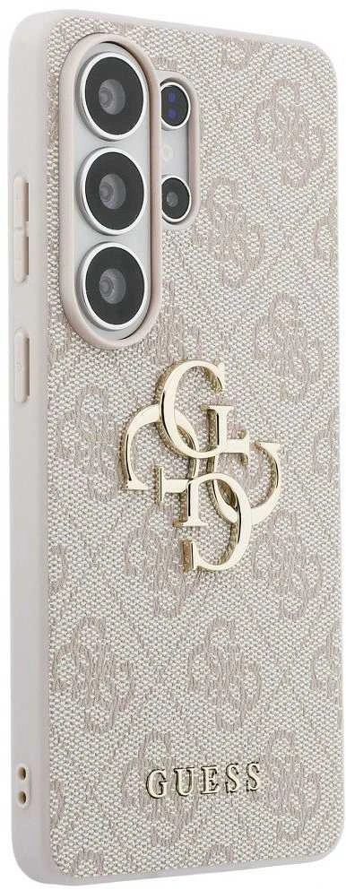 Guess PU 4G Metal Logo dėklas skirtas Samsung Galaxy S26 Ultra rožinės spalvos