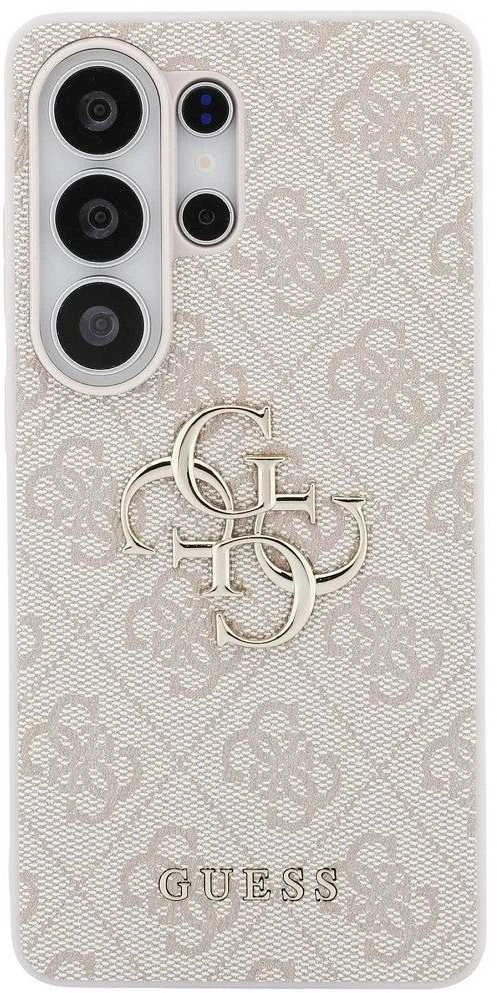 Guess PU 4G Metal Logo dėklas skirtas Samsung Galaxy S26 Ultra rožinės spalvos