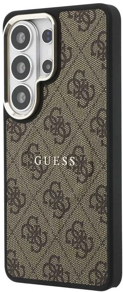 Guess PU Leather 4G Gold Frame Magnetic dėklas skirtas Samsung Galaxy S26 Ultra rudos spalvos