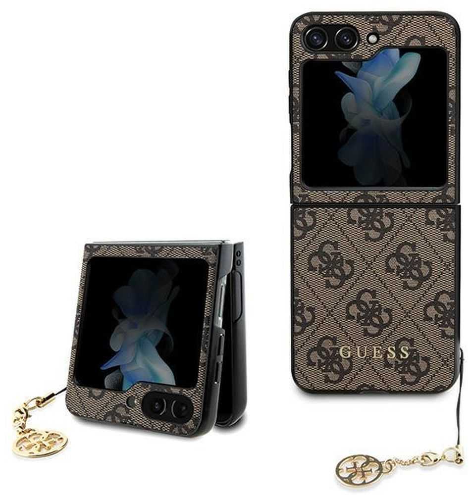 Samsung Galaxy Z Flip 5 Guess Dėklas 4G Charms Collection (GUHCZF5GF4GBR) rudos spalvos