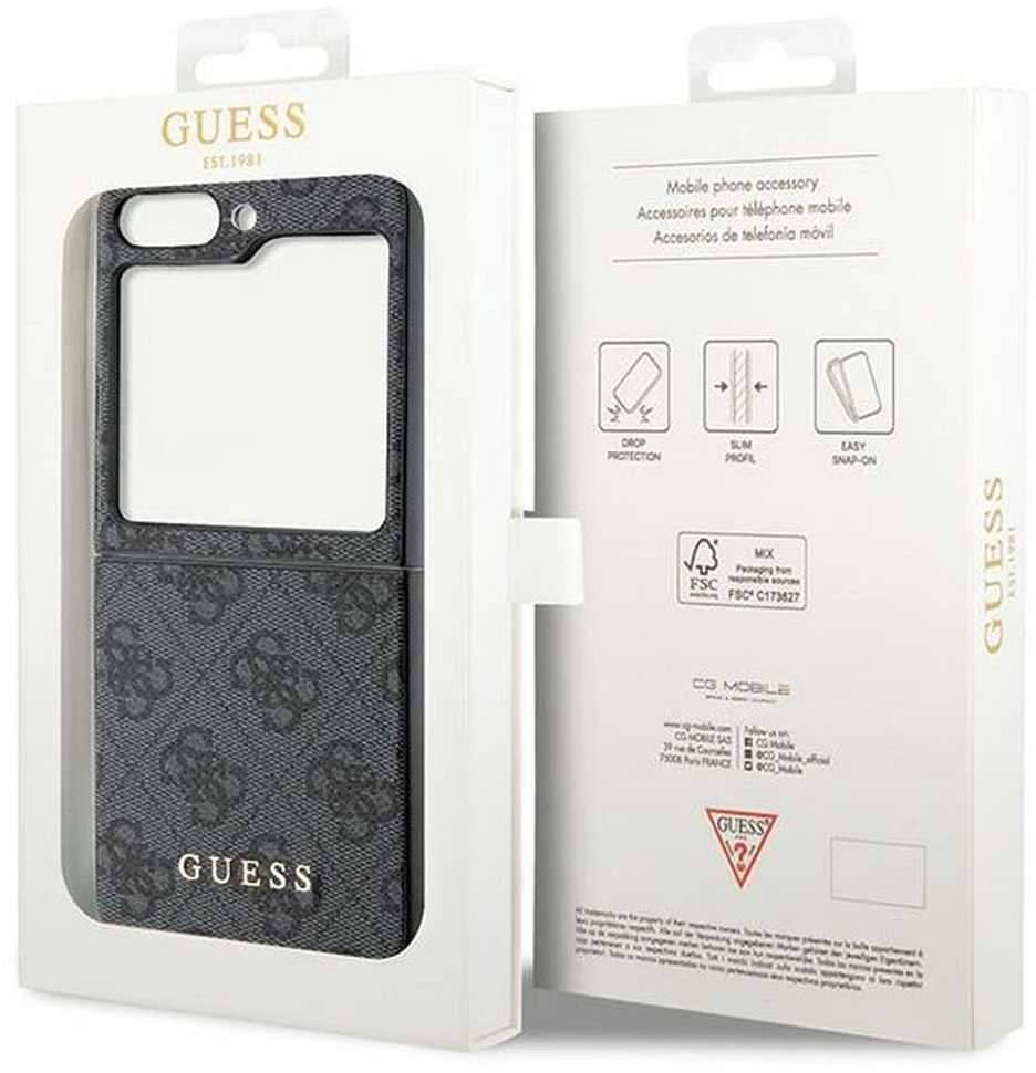 Samsung Galaxy Z Flip 5 Guess Dėklas 4G Charms Collection (GUHCZF5GF4GGR) pilkos spalvos