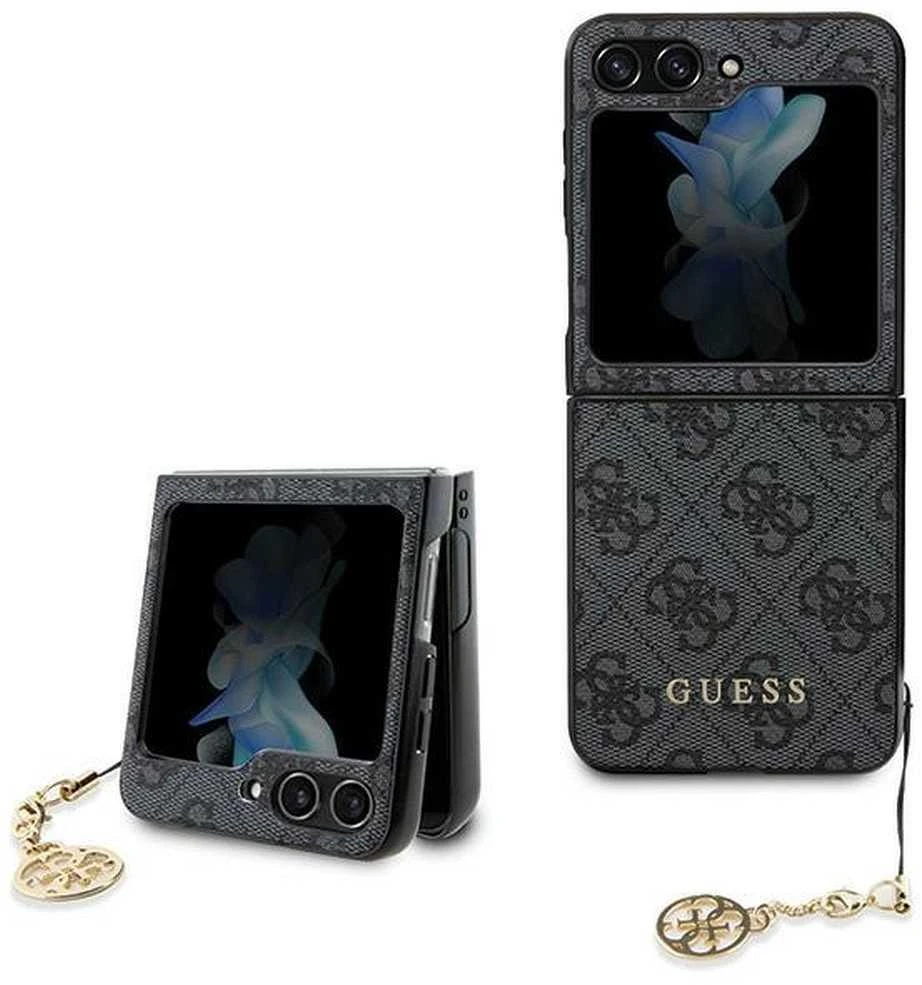Samsung Galaxy Z Flip 5 Guess Dėklas 4G Charms Collection (GUHCZF5GF4GGR) pilkos spalvos