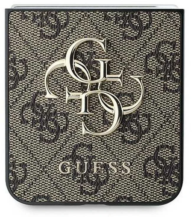 Guess PU 4G Metal Logo Samsung Galaxy Z Flip6 dėklas telefonui rudos spalvos