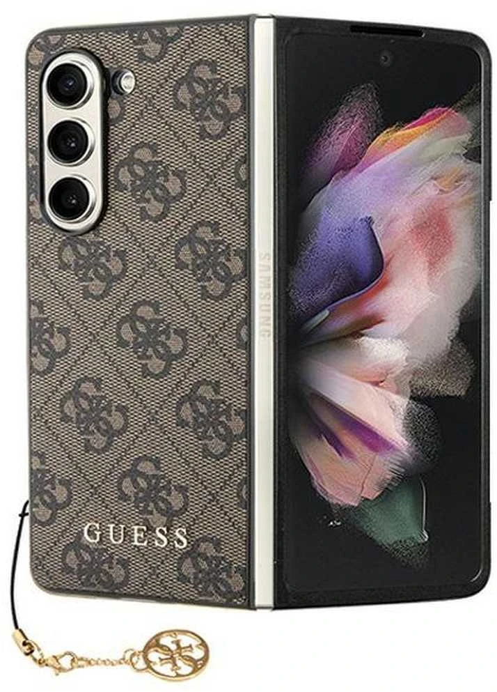 Guess GUHCZFD5GF4GBR F946 Z Fold5 rudos spalvos kietas dėklas 4G Charms Collection