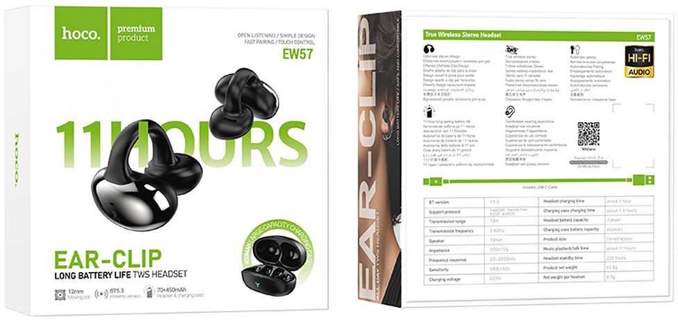 HOCO belaidės bluetooth ausinės TWS EW57 juodas