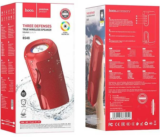 Garso kolonėlė Hoco ARTistic Sport BS48, raudona