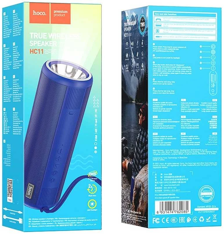 HOCO bluetooth / wireless speaker + flashlight Bora sports HC1 mėlynas