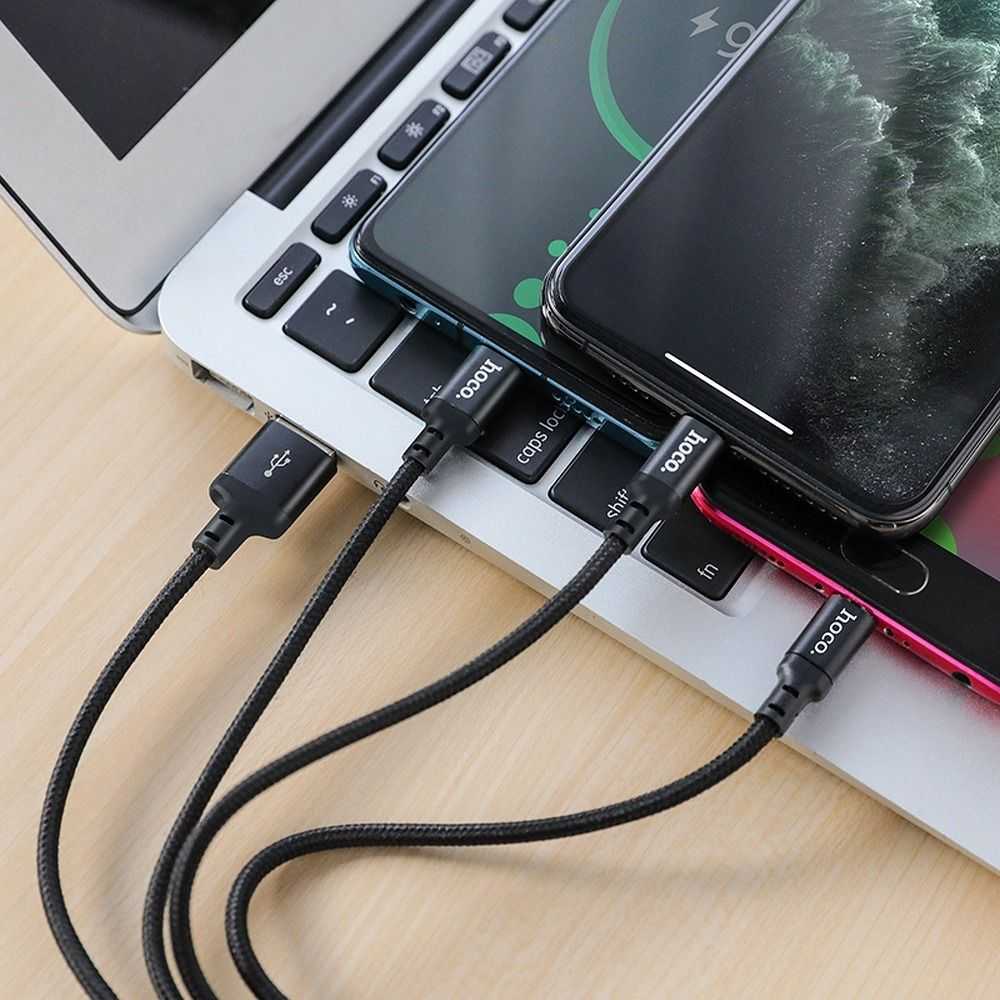 Phone Accessories HOCO USB 3in1 kabelis skirtas iPhone Lightning + Micro + Type C X14 TIMES