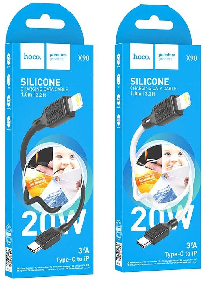 Cable USB C to Lightning Hoco PD 20W 1 m X90 juodas