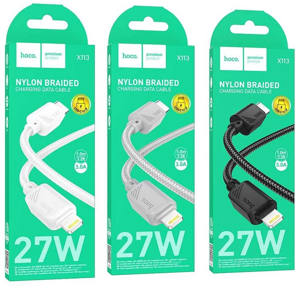 USB C - Lightning kabelis Hoco PD 27W 1 m X113 baltas
