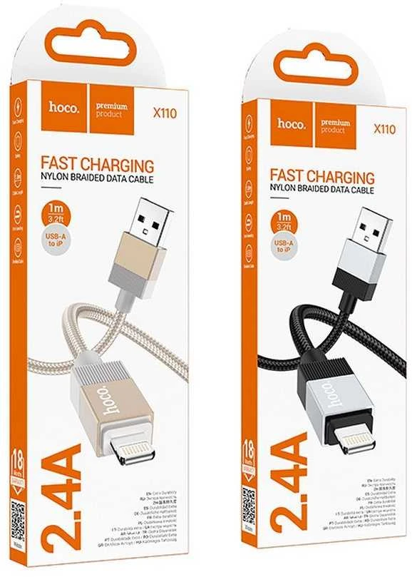 USB A į Lightning kabelis Hoco 2,4A 1 m X110 juodas