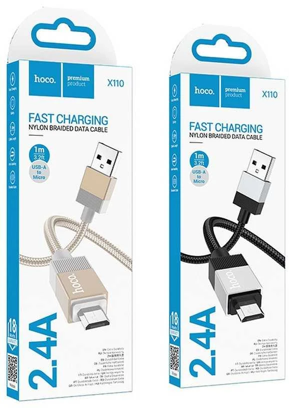 USB A tipo į Micro USB adapterį Hoco 2,4A, 1 m, X110, auksinis