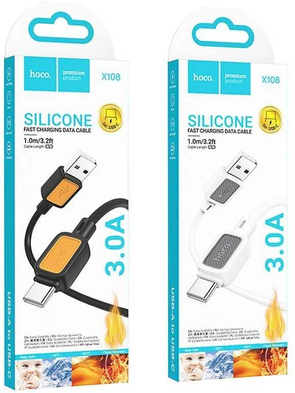 USB A į USB C laidas Hoco 3A 1 m X108 baltas