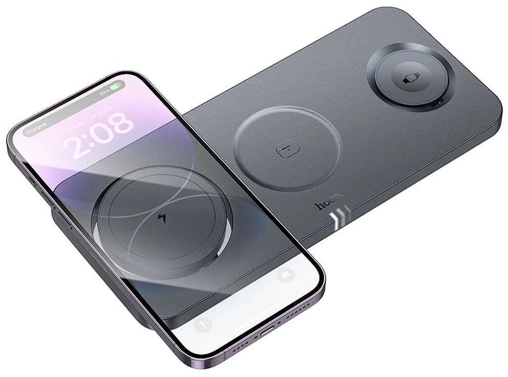 Belaidis įkroviklis Hoco 3in1 (CQ22) (MagSafe) (Phone;AirPods;Watch) 15W juodas