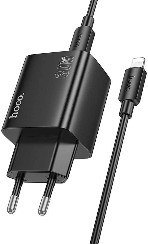 Telefono įkroviklis Hoco 2 x USB C + 2 x USB A QC3.0 PD 3A 30W + laidas USB C į Lightning N56 juodas