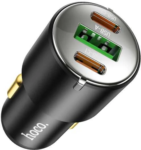 Automobilinis įkroviklis Hoco NZ6 PD45W 2xType-C/1xUSB-A juodas