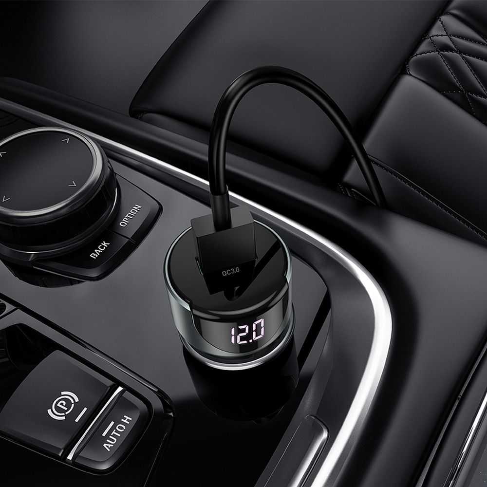 Automobilinis įkroviklis HOCO USB QC3.0 + PD20W LED kelio lemputė Z42 pilkas