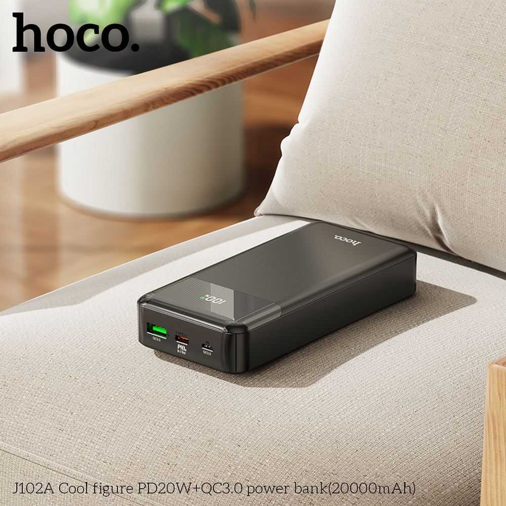 Išorinė baterija Power Bank Hoco J102A PD20W+QC3.0 20000mAh juodas