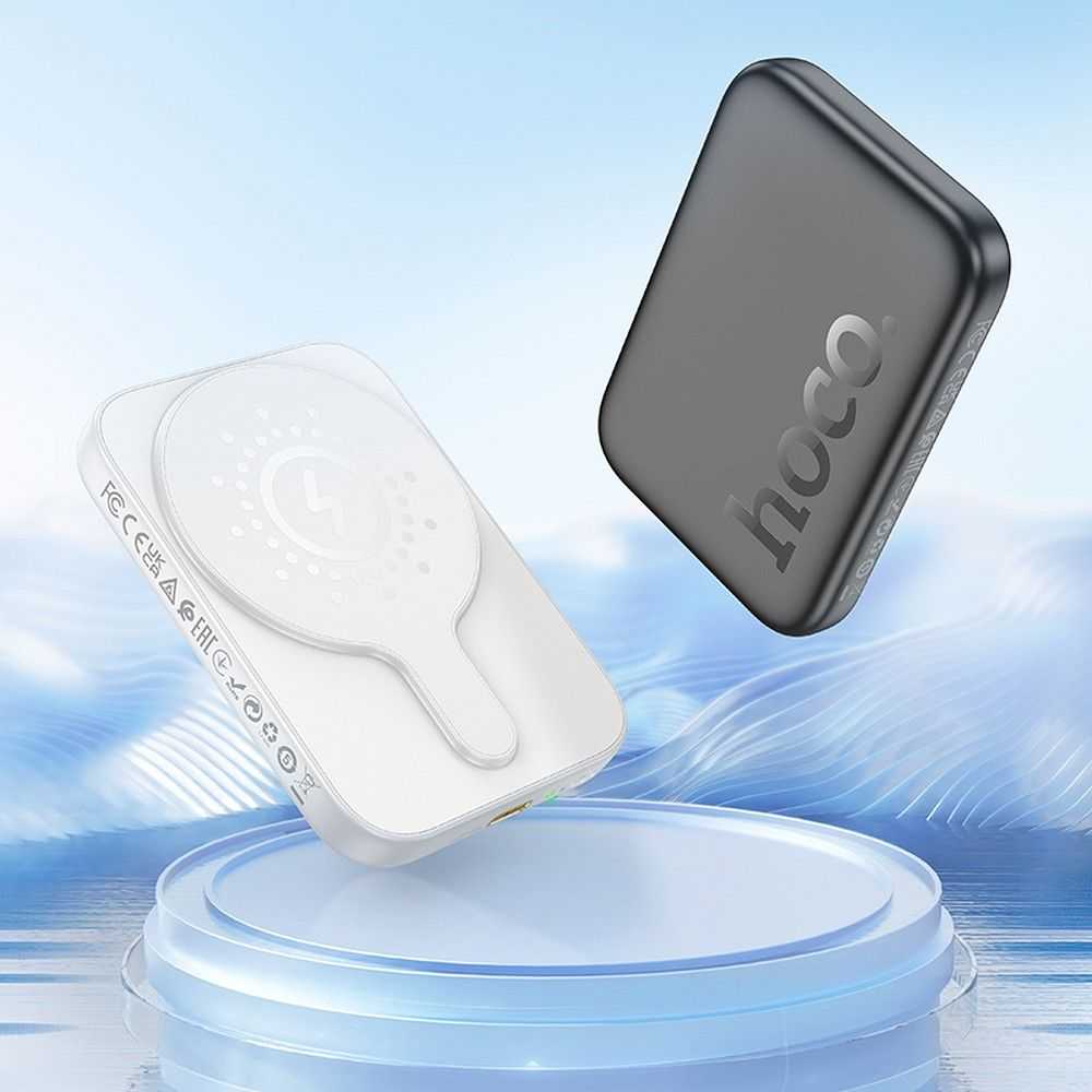 Nešiojamoji baterija, suderinama su „MagSafe Hoco 5000 mAh QC PD 18W J117“, juoda