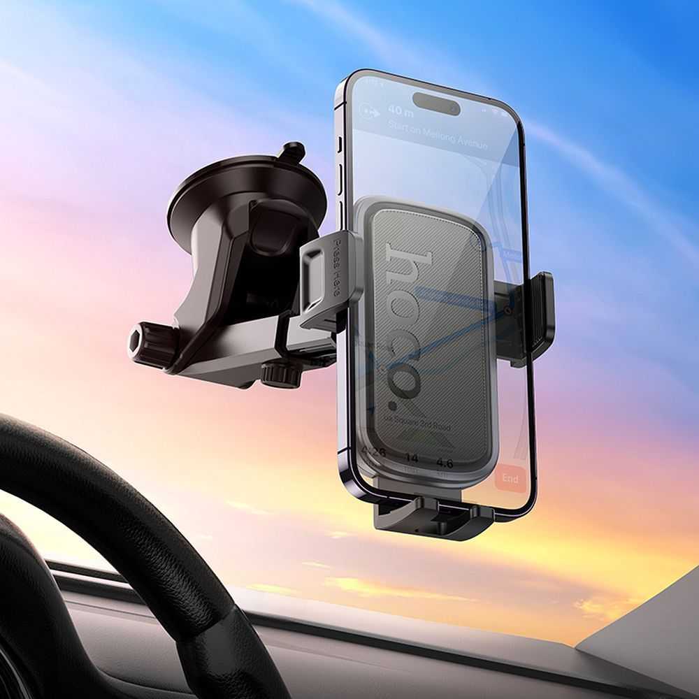 Gravity car phone holder Hoco dashboard H81 juodas and pilka