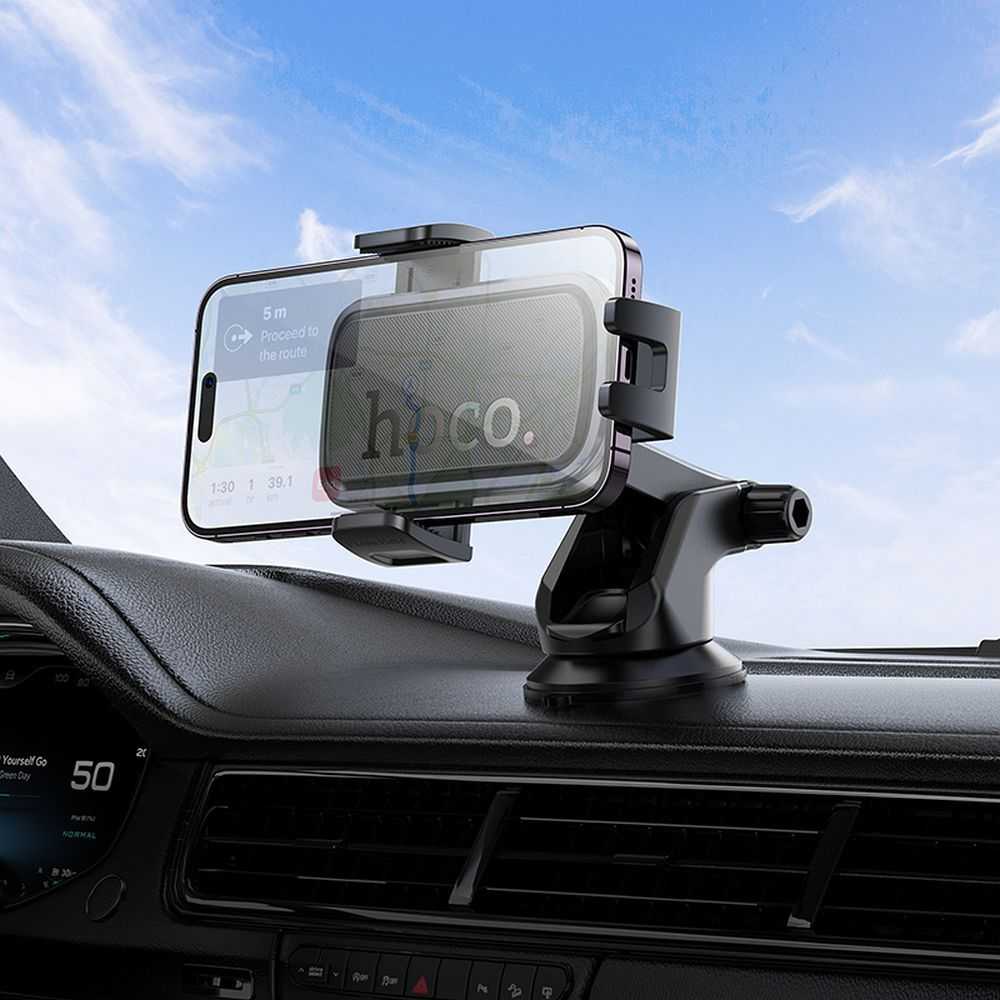 Gravity car phone holder Hoco dashboard H81 juodas and pilka
