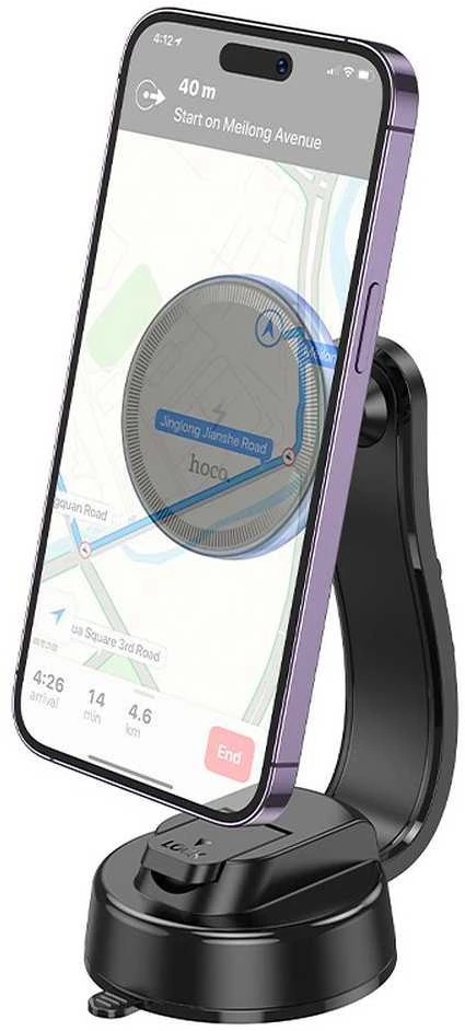 Automobilinis universalus telefono laikiklis Hoco (HW25) Magnetic (MagSafe) tvirtinamas ant prietaisų skydelio, magnetinis juodas
