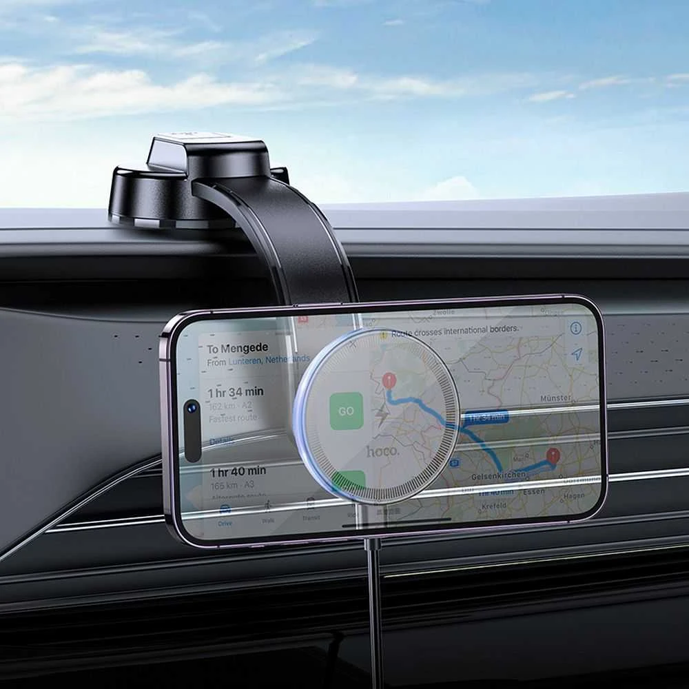 Automobilinis universalus telefono laikiklis Hoco (HW25) Magnetic (MagSafe) tvirtinamas ant prietaisų skydelio, magnetinis juodas