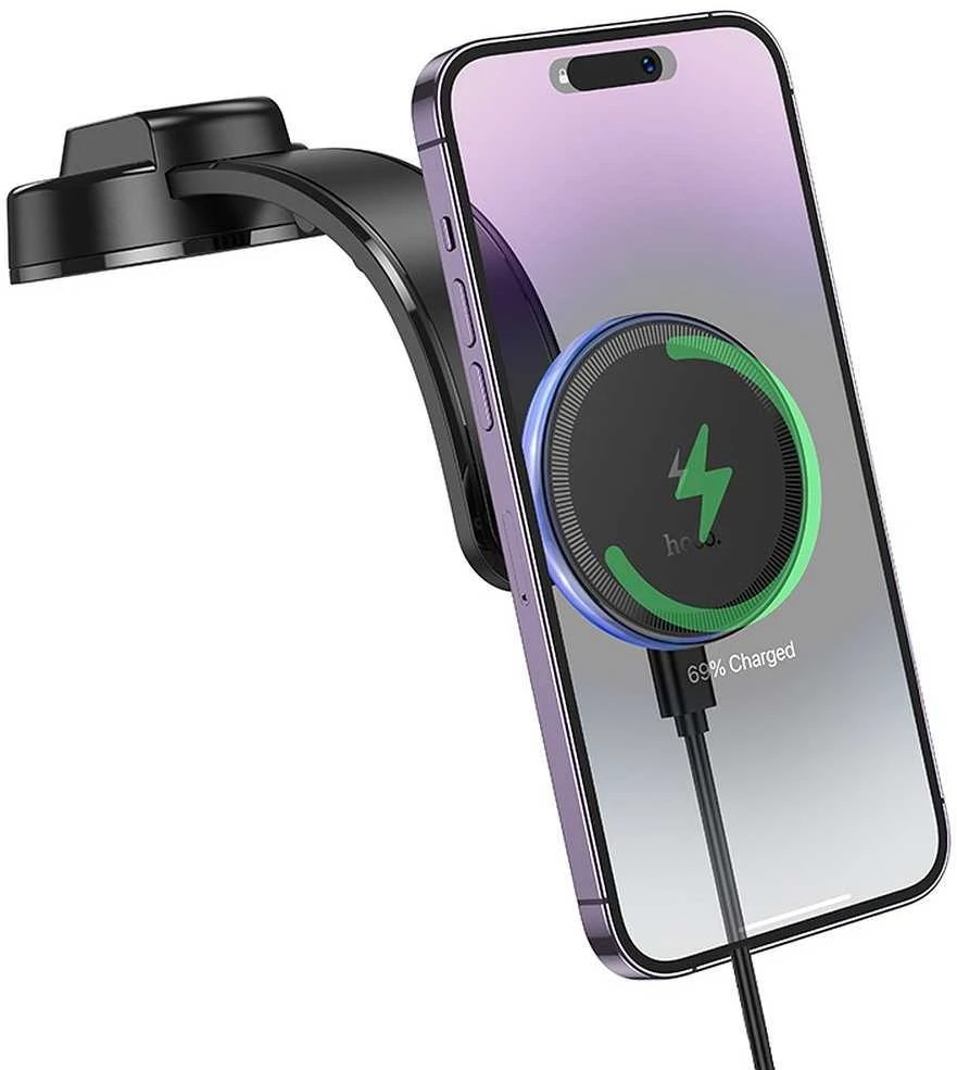Automobilinis universalus telefono laikiklis Hoco (HW25) Magnetic (MagSafe) tvirtinamas ant prietaisų skydelio, magnetinis juodas