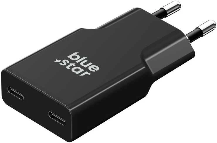 BlueStar Telefono įkroviklis Blue Star Slim GaN 2 x USB C QC4.0 PD 3A 30W TFK-SC-30WCC juodas