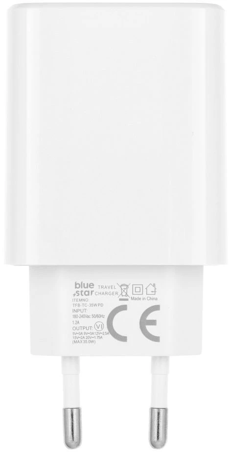 BlueStar Phone charger Blue Star USB C QC4.0 PD 3A 35W + cable USB C to USB C TFB-TC-25WPD baltas