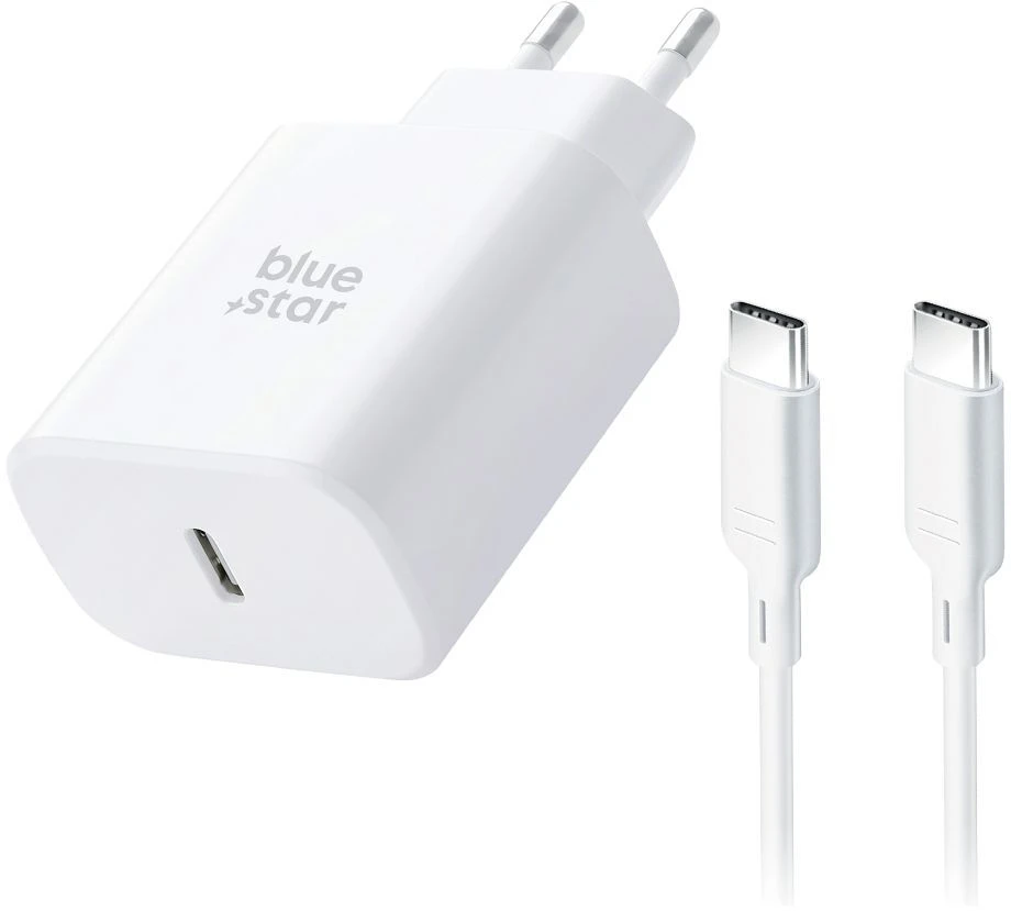 BlueStar Phone charger Blue Star USB C QC4.0 PD 3A 35W + cable USB C to USB C TFB-TC-25WPD baltas