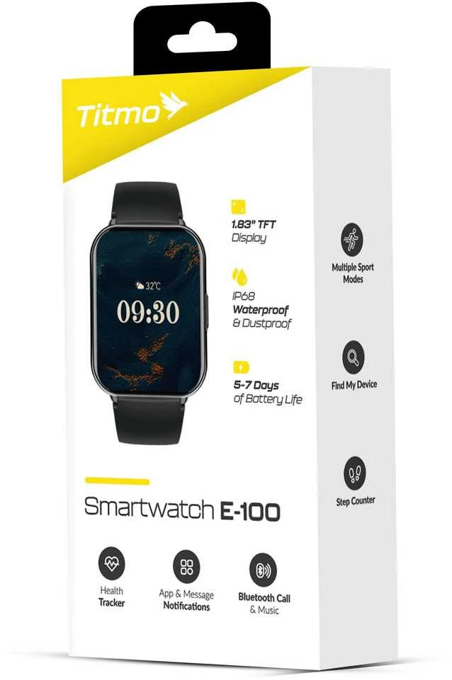 Išmanusis laikrodis TITMO E-100 (TFT, bluetooth call) juodas