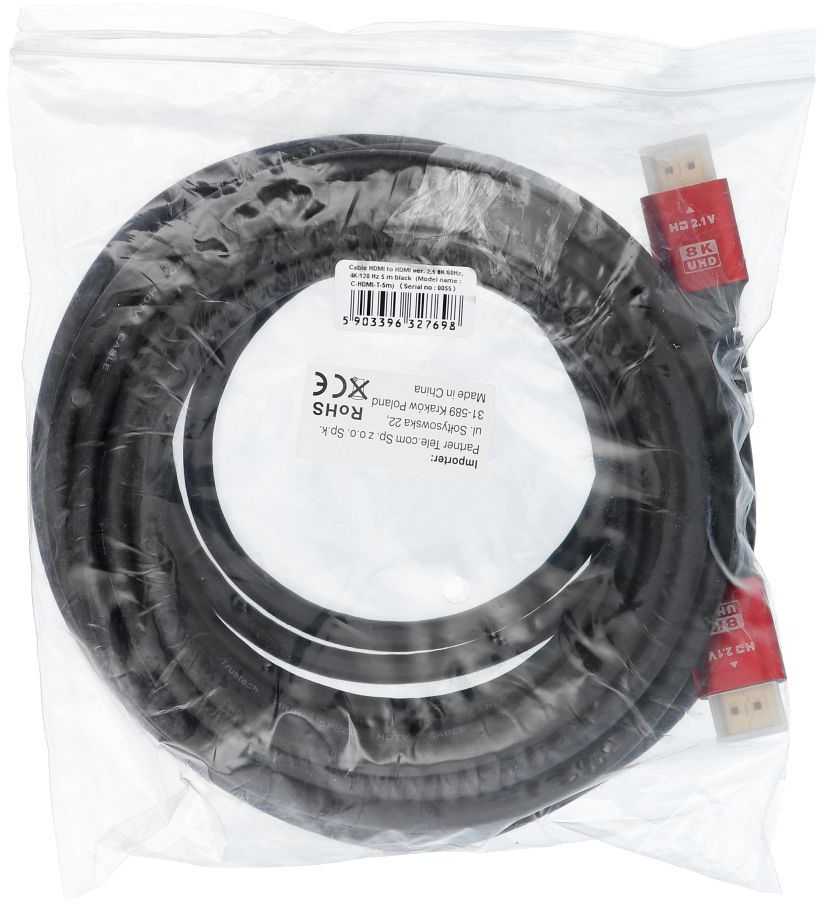 Baseus OEM kabelis HDMI 2.1 kabelis 8K 60Hz / 4K 120Hz – itin didelis greitis, HDR, eARC, VRR, 48Gbps 5 m juodas