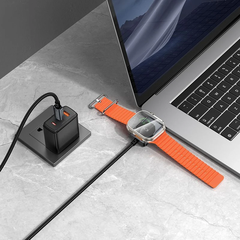 Hoco USB C į USB C PD100W laidas su iWatch įkrovimo funkcija 1.2 m CW66 juodas