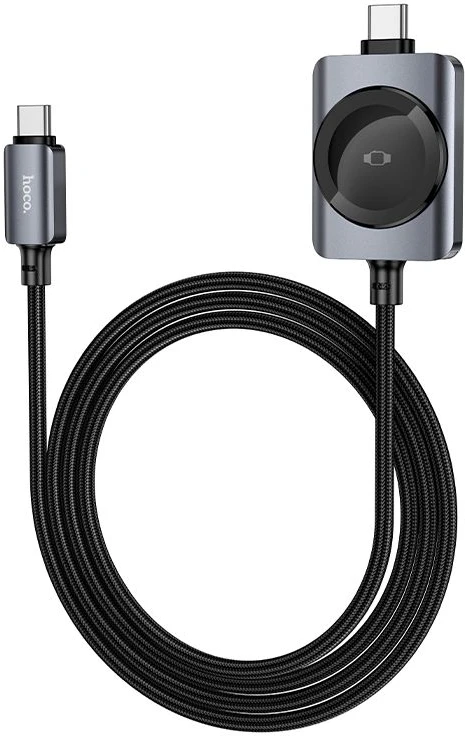 Hoco USB C į USB C PD100W laidas su iWatch įkrovimo funkcija 1.2 m CW66 juodas