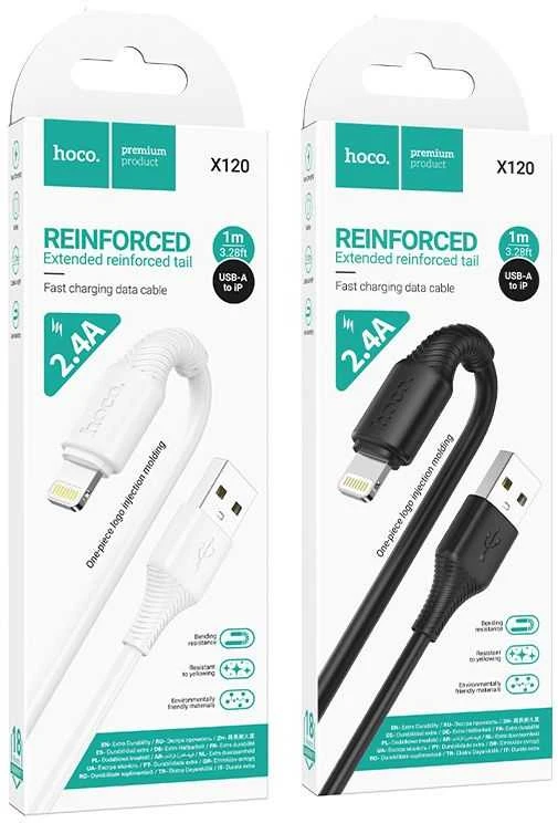 USB A tipo į „Lightning“ tipo laidas Hoco 2,4A, 1 m, X120, juodas