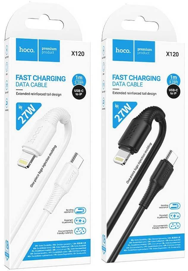USB C - Lightning kabelis Hoco PD 27W 1 m X120 juodas