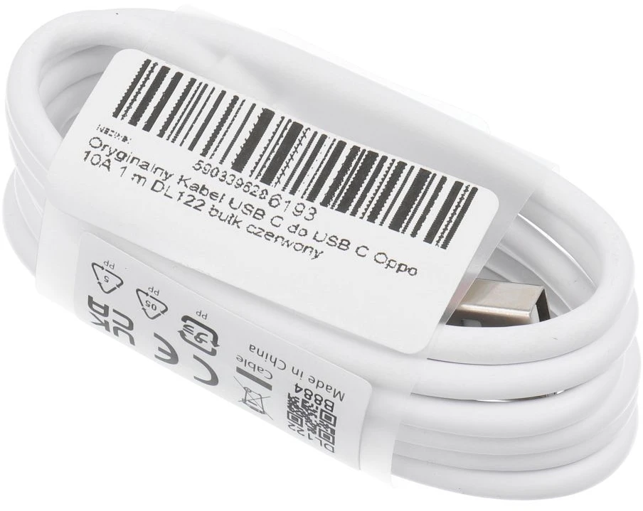 OPPO originalus laidas Type C į Type C 10A DL122 1 m baltas, be pakuotės