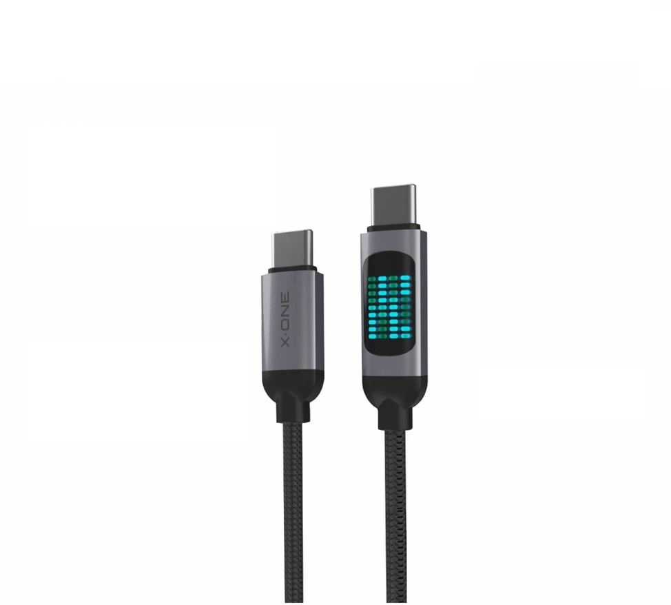 „X-ONE FlowLink“ bėgimo LED duomenų kabelis - C tipo į C tipo - 5A, maks. 100W, 1,2m, juodas