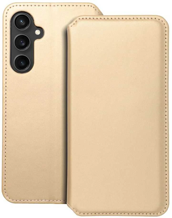 Oem DUAL POCKET Book dėklas skirtas Samsung Galaxy S23 FE aukso spalvos