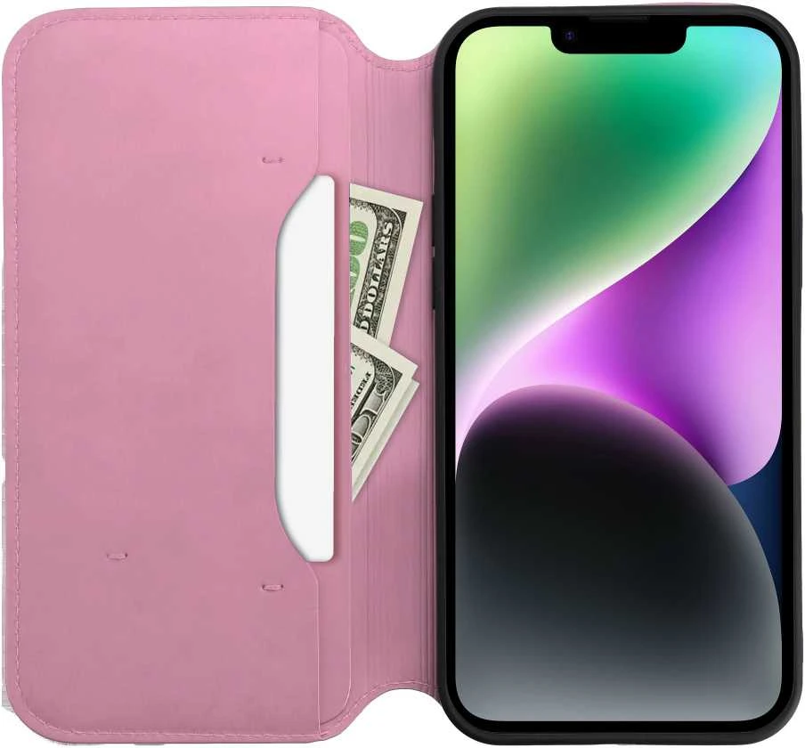 Oem DUAL POCKET Book dėklas skirtas Samsung Galaxy S23 FE rožinės spalvos