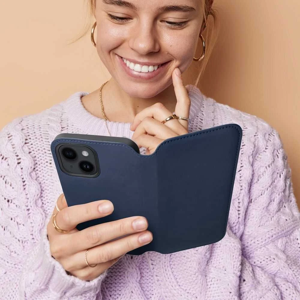 Oem DUAL POCKET Book dėklas skirtas Samsung Galaxy S24 Plus mėlynos spalvos