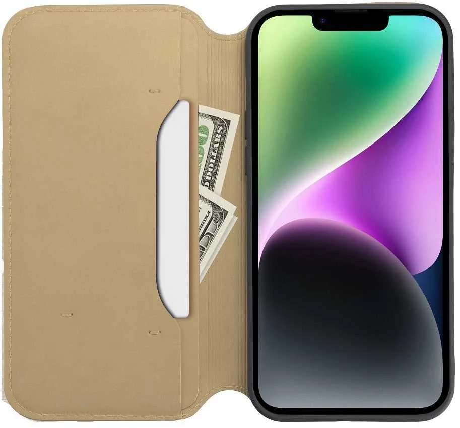 Oem DUAL POCKET Book dėklas skirtas Xiaomi Redmi Note 13 Pro 4G aukso spalvos