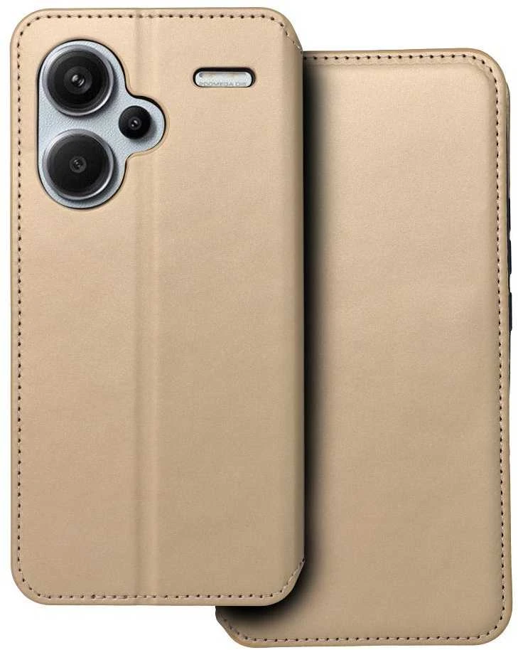 Oem DUAL POCKET Book dėklas skirtas Xiaomi Redmi Note 13 Pro Plus 5G aukso spalvos