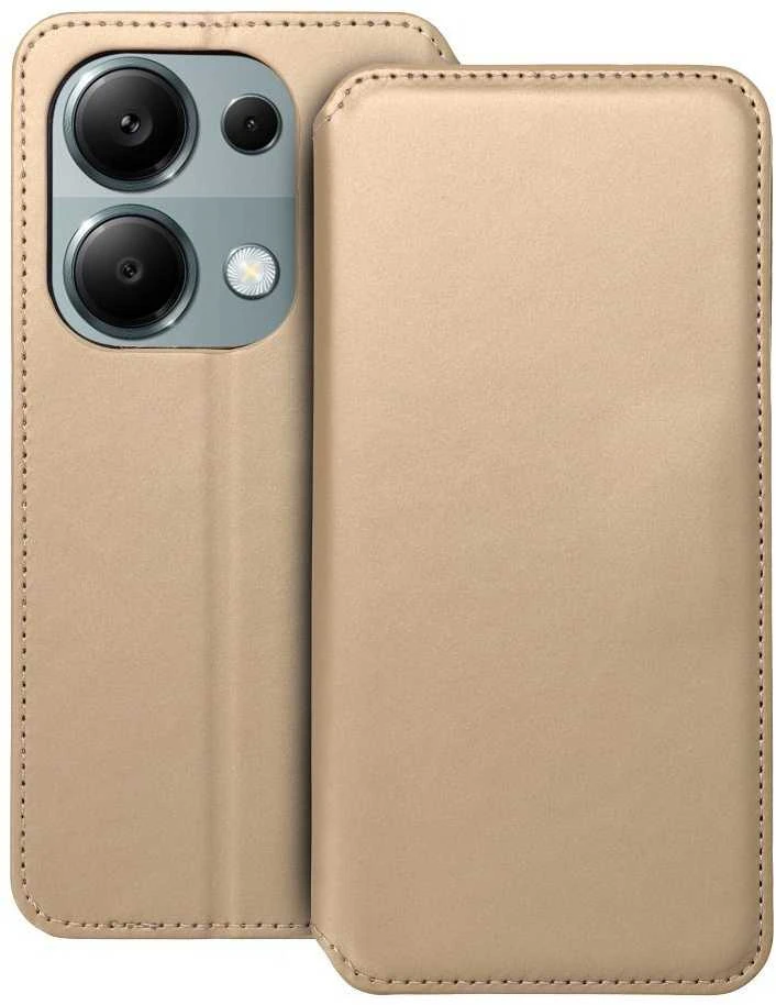 Oem DUAL POCKET Book dėklas skirtas Xiaomi Redmi Note 13 Pro 4G aukso spalvos